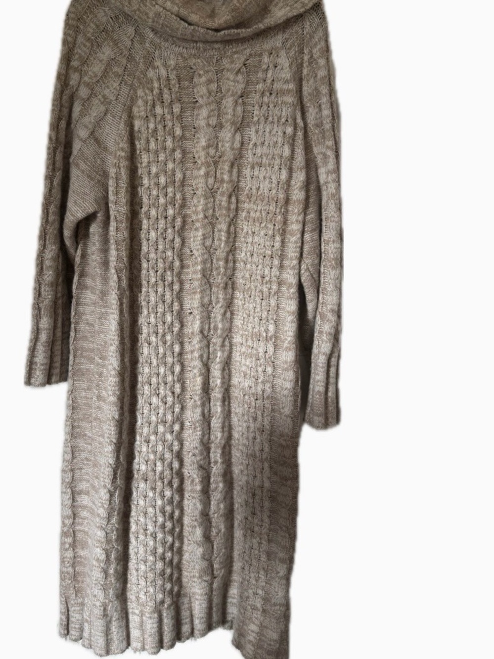 Banana Republic Cable Knit Turtleneck Sweater Dress - Taupe Heather